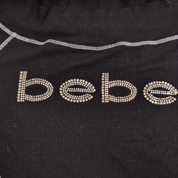 Darling! Bebe Black Long Sleeve Top M - Picture 4 of 5